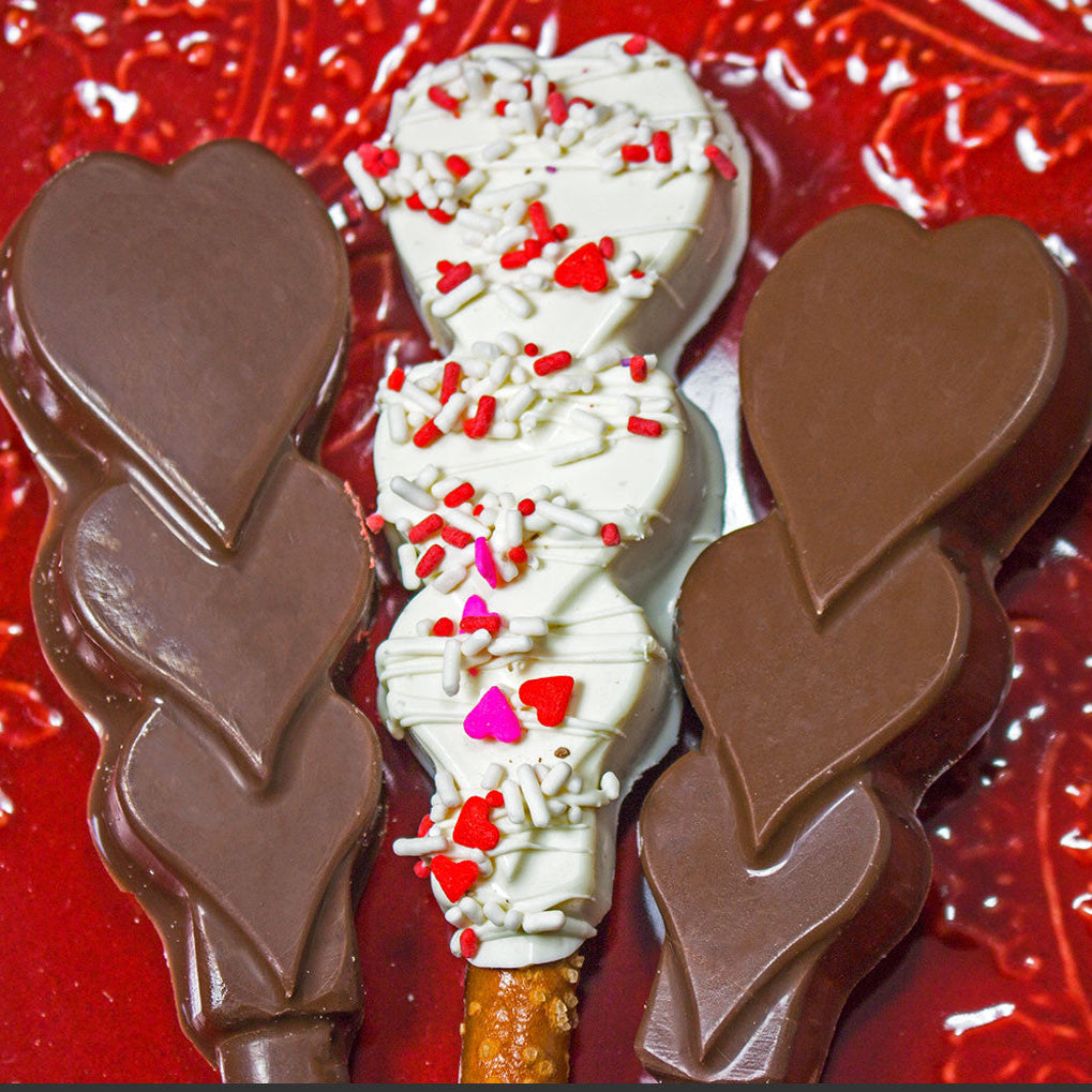 Stacked Heart Pretzels - Toffee Break Desserts