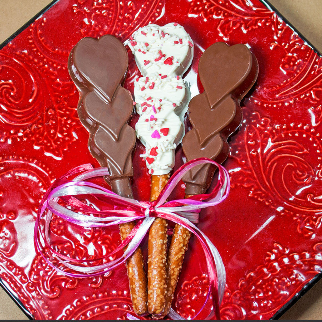 Stacked Heart Pretzels - Toffee Break Desserts