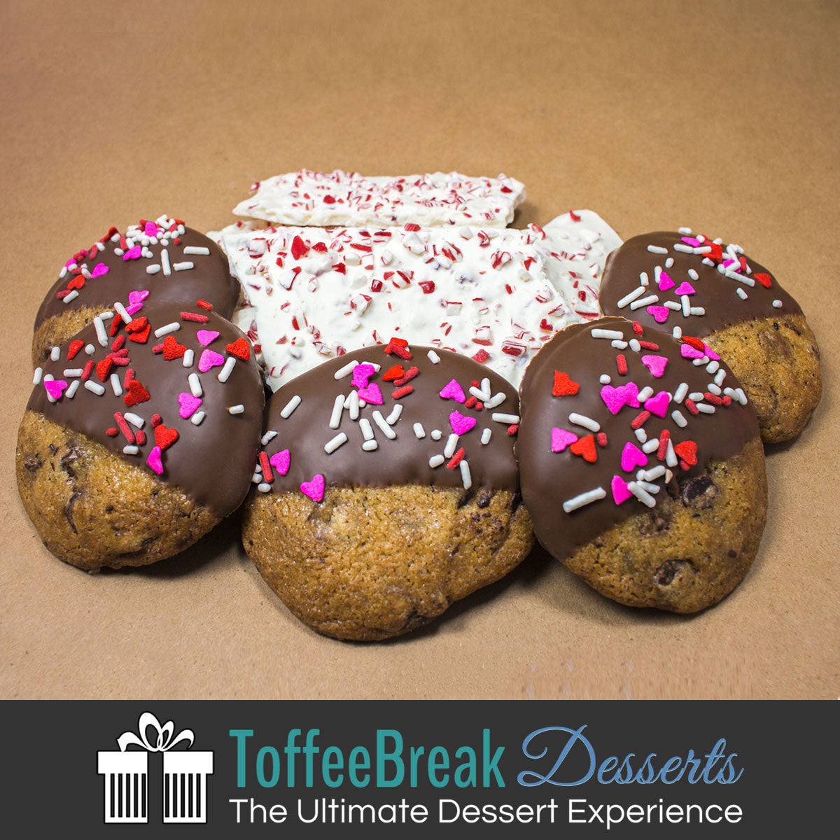 Mini Chocolate Chip Cookies & Peppermint Bark - Toffee Break Desserts